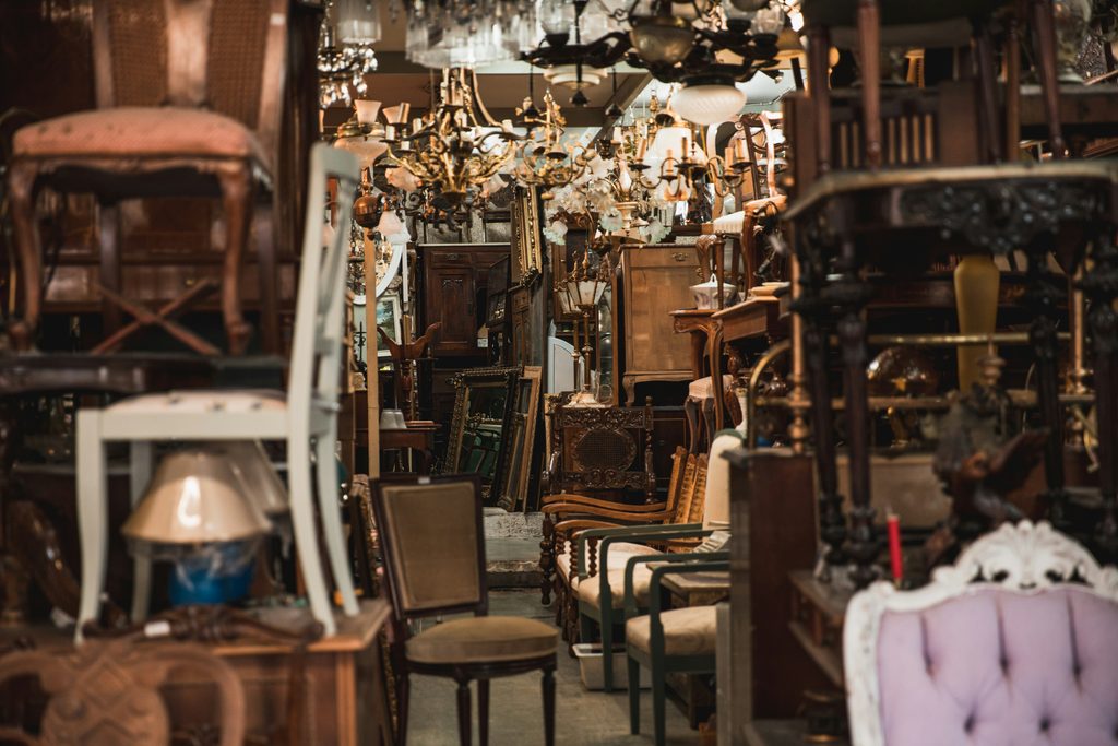 secondhand furniture in a large room